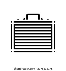 briefcase metallic glyph icon vector. briefcase metallic sign. isolated symbol illustration