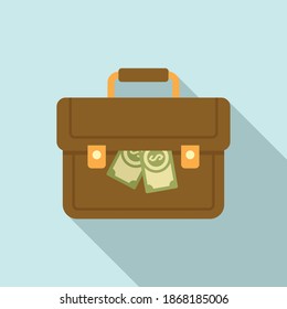 Briefcase money bribery icon. Flat illustration of briefcase money bribery vector icon for web design