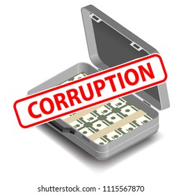 briefcase with money, corruption concept