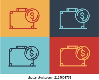 Plantilla de logotipo de donación de dinero en maletín, icono sencillo y plano de maletín, dinero, finanzas