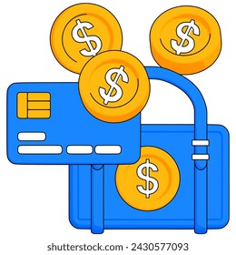 Briefcase money element. Vector illustration with business theme. Editable vector element.