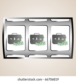 Briefcase and money jackpot