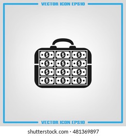 briefcase money vector icon
