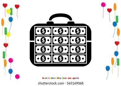 briefcase money vector icon