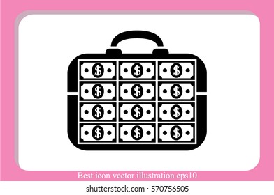 briefcase money vector icon