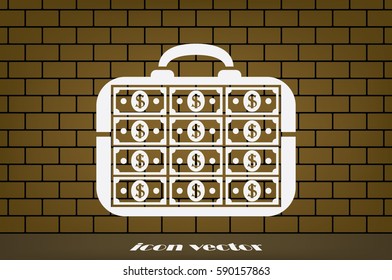 briefcase money vector icon