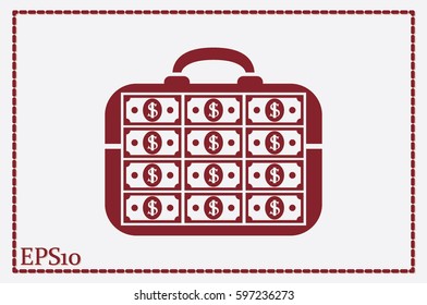 briefcase money vector icon 