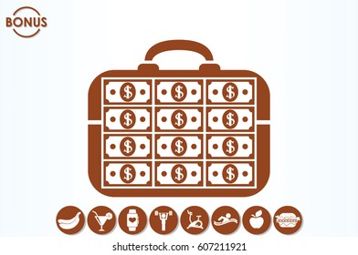 briefcase money vector icon
