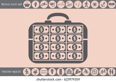 briefcase money vector icon