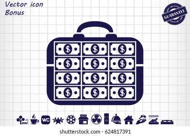 briefcase money vector icon