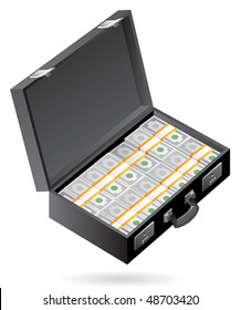Brief-case with money. Vector illustration.