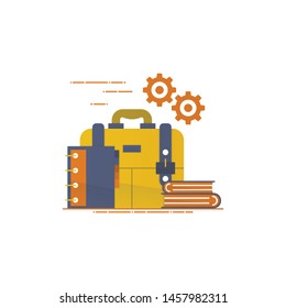 briefcase and notebook icon. business case. flat style