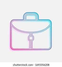 Briefkasten, Bürobeutel. Farbiges Logo mit diagonalen Linien und blauem Farbverlauf. Neongrafik, Lichteffekt