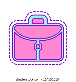 Briefcase, office bag. Colored sketch with dotted border on white background