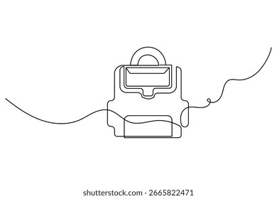 Bolso de oficina de maletín continuo de una línea de dibujo de Ilustración vectorial de contorno