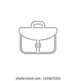 Briefcase, office bag. Dotted outline silhouette with shadow on white background