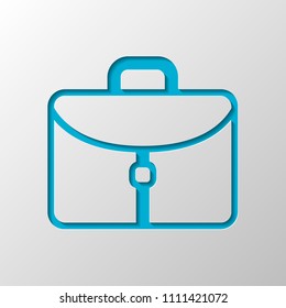 Briefcase, office bag. Paper design. Cutted symbol with shadow