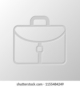 Briefcase, office bag. Paper design. Cutted symbol. Pitted style