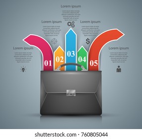 Briefcase, office - business infographic Vector eps 10