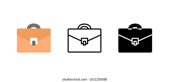 Briefcase office icon. Service flat, silhouette, line vector illustration on white background