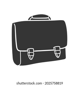 Briefcase Office Icon Silhouette Illustration. Hand Bag Vector Graphic Pictogram Symbol Clip Art. Doodle Sketch Black Sign.