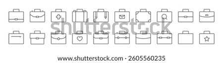 Briefcase for Office Work and Business Line Icon Collection. Editable Stroke. Perfect for Infographics, Articles, Books, Flyers, Banners