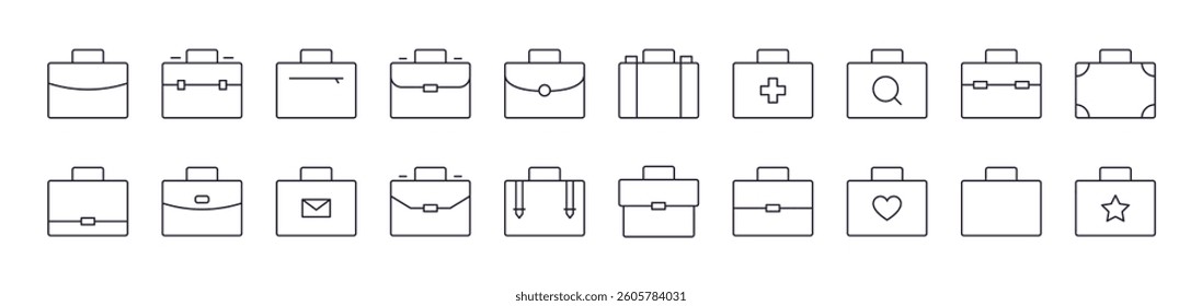 Briefcase for Office Work and Business Related Line Icon Collection. Editable Stroke. Perfect for Infographics, Articles, Books, Flyers, Banners