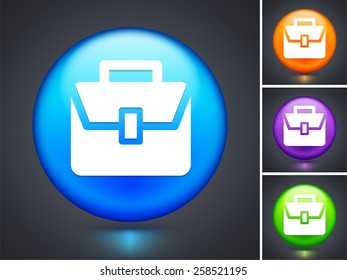 Briefcase on Blue Round Button
