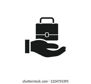 Briefcase on hand icon 