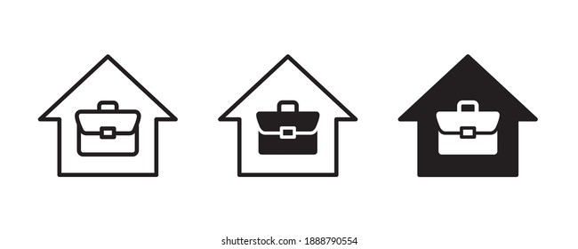 Briefcase on house icon, Remote Work from home, Working Home-Office, freelance vector icons Freedom Lifestyle remotely  icons button,vector, sign, symbol, logo, illustration, editable stroke and flat