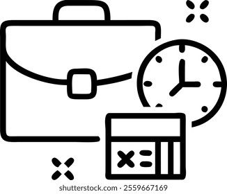 Briefcase on white background with holographic globe and megaphone icons concept as A high angle shot of a professional briefcase set against a pristine white background. Two glowing holographic icons