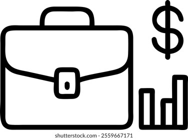 Briefcase on white background with holographic globe and megaphone icons concept as A high angle shot of a professional briefcase set against a pristine white background. Two glowing holographic icons