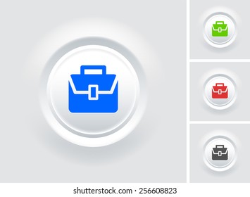 Briefcase on White Bevel Round Button