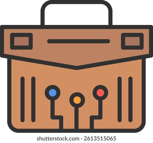 Briefcase Outline Filled Style Icon