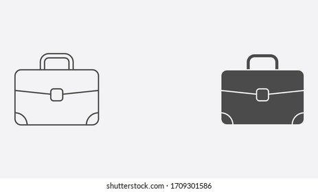 Briefcase outline and filled vector icon sign symbol