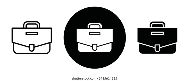 Conjunto o colección de iconos de esquema de maletín. Maletín Arte de línea vectorial delgado