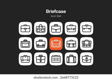 Briefcase outline icon design set