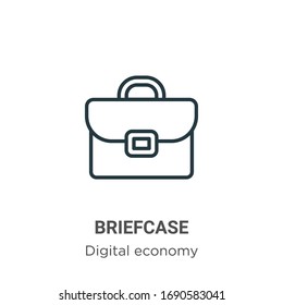 Briefcase Outline Vector Icon. Thin Line Black Briefcase Icon, Flat Vector Simple Element Illustration From Editable Digital Economy Concept Isolated Stroke On White Background