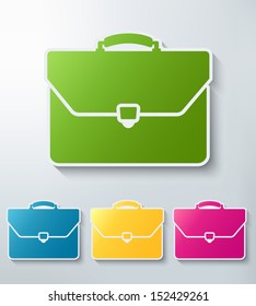 briefcase paper sticker icon set