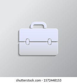briefcase paper style,  icon. Grey color vector background