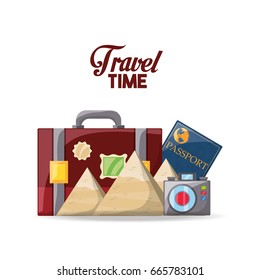 briefcase with passport and camera