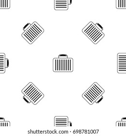 Briefcase pattern repeat seamless in black color for any design. Vector geometric illustration
