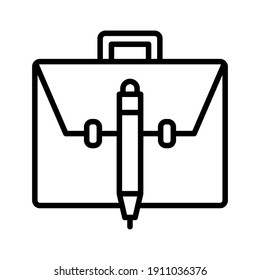Maletín, bolígrafo, imagen vectorial de icono de portafolio. También se puede utilizar para la tecnología de la información. Idóneo para aplicaciones web, aplicaciones móviles y medios impresos.