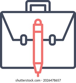 Briefcase, pen, portfolio icon vector image. Can also be used for information technology. Suitable for use on web apps, mobile apps and print media.