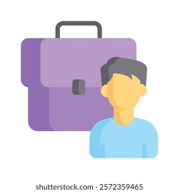 Briefcase with a person, representing a professional portfolio