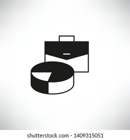 briefcase and pie chart icon for portfolio management concept