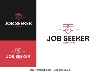 Briefcase with pin icon for job seeker logo design template vector illustration