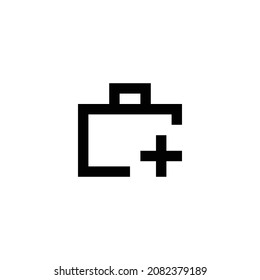 briefcase plus pixel perfect icon design. Flat style design isolated on white background. Vector illustration