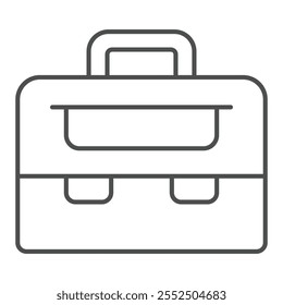 Maletín con icono de línea delgada de bolsillo, concepto de negocio. Gráficos de Vector. Muestra del bolso de la Cartera en el fondo blanco, icono del estilo del contorno para el móvil o el Diseño web