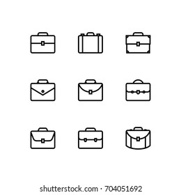 Briefcase Portfolio Bag Icon Set